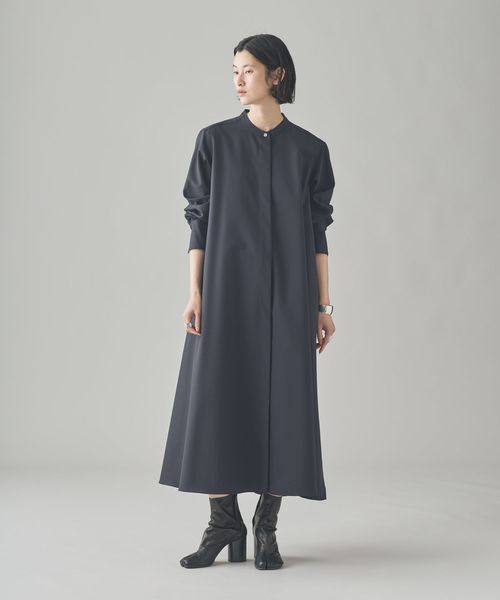 Curensology ウールバンドカラーワンピース ネイビー FREE ウィメンズワンピース＆チュニック カレンソロジー 576633 and ST アンドエスティ（旧ドットエスティ）