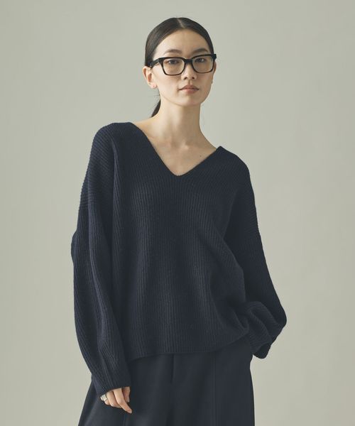 Curensology ウールカシミヤUネックニットプルオーバー ダークブルー FREE ウィメンズインナー カレンソロジー 578511 and ST アンドエスティ（旧ドットエスティ）