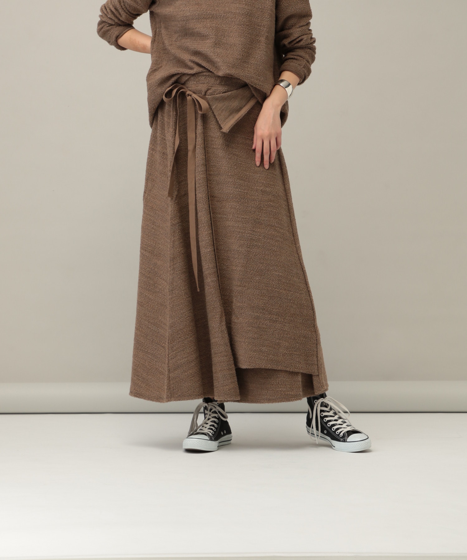 Yoli Silk wrap skirt 定価40700円 ラップスカート YL-SK01 サイズ1 ロングスカート ライトグレー レディース ヨリ4- 0227M♪：ブランド古着のkiitti - レディースファッション