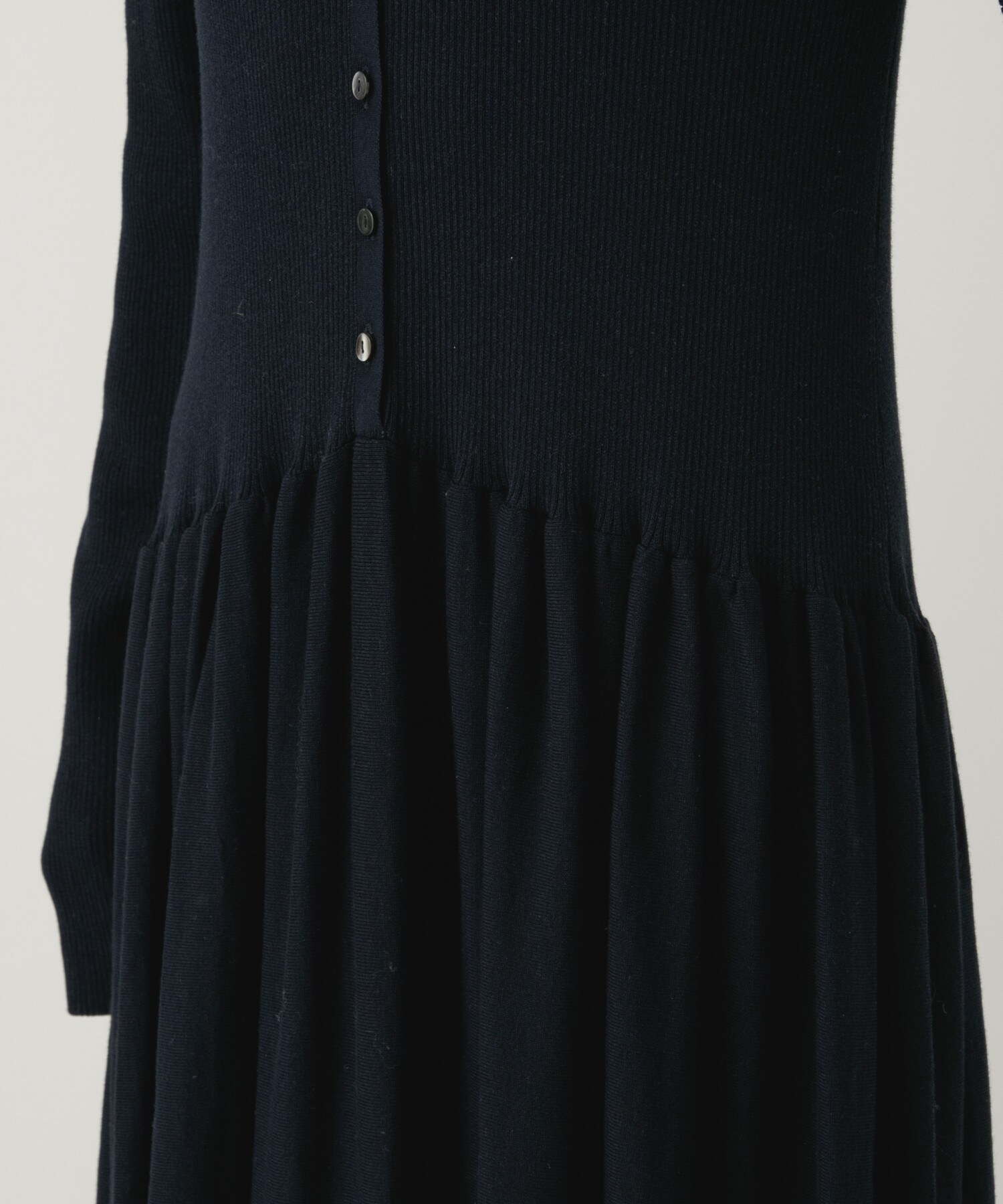 Curensology◇ボタンアキギャザーニットワンピース/FREE/コットン/BLU