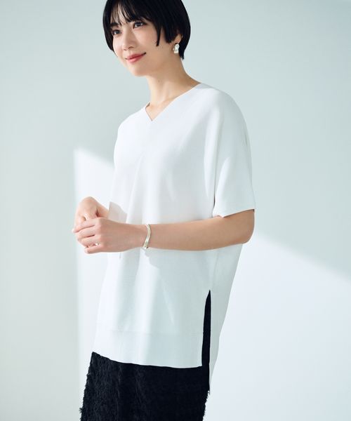 Elura <WEB限定|第三弾ニット>華奢見えドルマンVネックニット ホワイト XL ウィメンズインナー エルーラ 492597 ドットエスティ 40代 50代 60代 レディース 婦人服 通勤服 オフィスカジュアル きれいめ 低身長 小柄 二の腕 美脚 体系カバー 着痩せ 太め ぽっちゃり Elura <WEB限定|第三弾ニット>華奢見えドルマンVネックニット ホワイト XL ウィメンズインナー エルーラ 492597 ドットエスティ 40代 50代 60代 レディース 婦人服 通勤服 オフィスカジュアル きれいめ 低身長 小柄 二の腕 美脚 体系カバー 着痩せ 太め ぽっちゃり