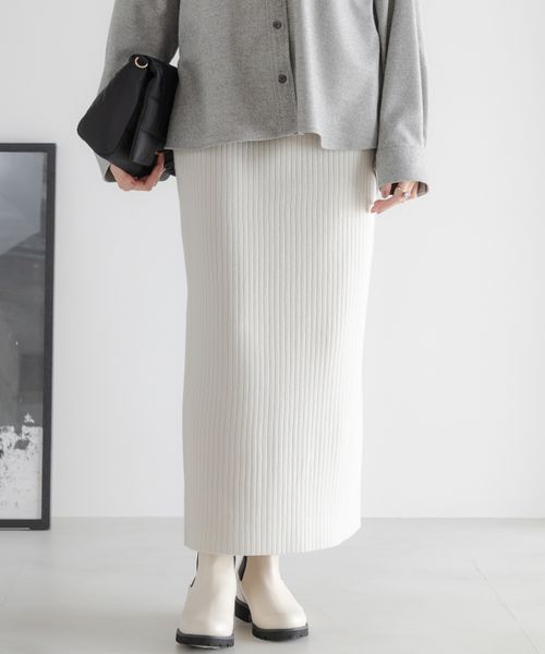Elura 【完売カラー追加予約】＜WEB限定カラーあり＞毛玉しらずリブナロースカート ライトベージュ L ウィメンズボトムス エルーラ 571790 ドットエスティ 40代 50代 60代 レディース 婦人服 通勤服 オフィスカジュアル きれいめ 低身長 小柄 二の腕 美脚 体系カバー 着痩せ 太め ぽっちゃり