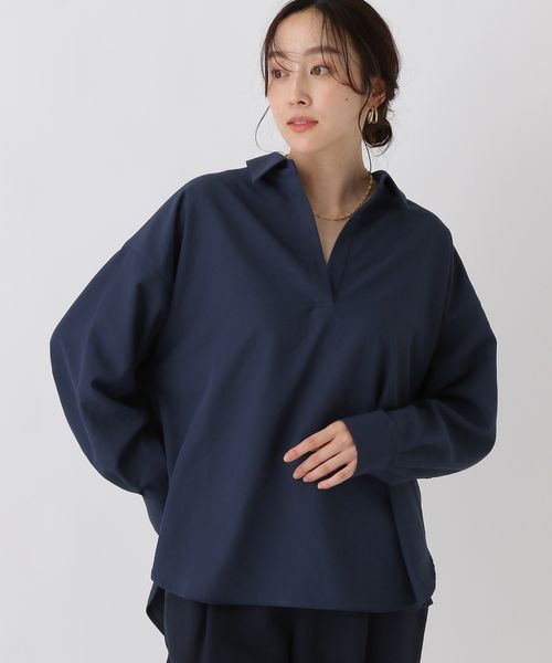 Elura アイロンいらずスキッパーシャツ≪イージーケア≫ ネイビー FREE ウィメンズインナー エルーラ 578324 ドットエスティ 40代 50代 60代 レディース 婦人服 通勤服 オフィスカジュアル きれいめ 低身長 小柄 二の腕 美脚 体系カバー 着痩せ 太め ぽっちゃり Elura アイロンいらずスキッパーシャツ≪イージーケア≫ ネイビー FREE ウィメンズインナー エルーラ 578324 ドットエスティ 40代 50代 60代 レディース 婦人服 通勤服 オフィスカジュアル きれいめ 低身長 小柄 二の腕 美脚 体系カバー 着痩せ 太め ぽっちゃり