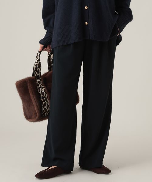 Elura ≪オンオフ兼用≫サマ見えリラクシーセミワイドパンツ＜低身長サイズあり＞ ネイビー L ウィメンズボトムス エルーラ 580458 ドットエスティ 40代 50代 60代 レディース 婦人服 通勤服 オフィスカジュアル きれいめ 低身長 小柄 二の腕 美脚 体系カバー 着痩せ 太め ぽっちゃり