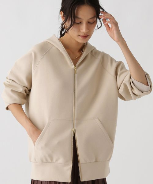 Elura 【完売カラー追加予約スタート】大人リュクスジップパーカー ライトベージュ S ウィメンズインナー エルーラ 590100 ドットエスティ 40代 50代 60代 レディース 婦人服 通勤服 オフィスカジュアル きれいめ 低身長 小柄 二の腕 美脚 体系カバー 着痩せ 太め ぽっちゃり