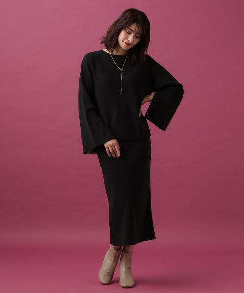 RESTOCK] Back satin georgette Tucked Skirt | L