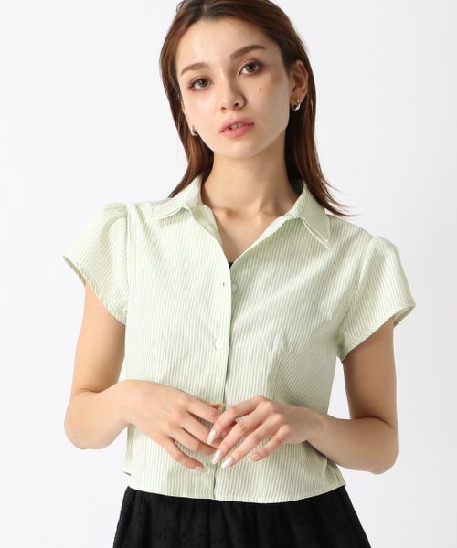 FOREVER 21 ストライプクロップドシャツ グリーン S ウィメンズインナー フォーエバー21 137739 and ST アンドエスティ(旧ドットエスティ) FOREVER 21 ストライプクロップドシャツ グリーン S ウィメンズインナー フォーエバー21 137739 and ST アンドエスティ(旧ドットエスティ)