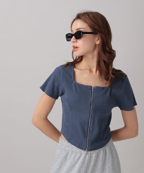 FOREVER 21 ピグメントリブジップTシャツ ネイビー S ウィメンズインナー フォーエバー21 137830 and ST アンドエスティ(旧ドットエスティ) FOREVER 21 ピグメントリブジップTシャツ ネイビー S ウィメンズインナー フォーエバー21 137830 and ST アンドエスティ(旧ドットエスティ)