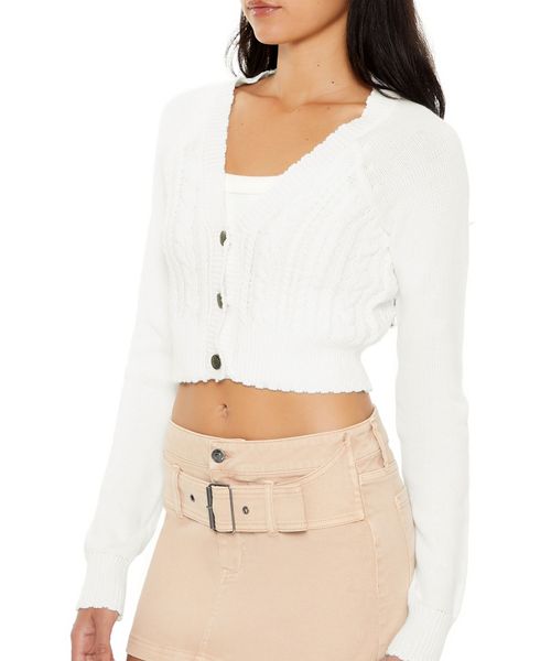 FOREVER 21 ケーブルニットカーディガン ホワイト M ウィメンズインナー_IMP フォーエバー21 141655 and ST アンドエスティ(旧ドットエスティ) FOREVER 21 ケーブルニットカーディガン ホワイト M ウィメンズインナー_IMP フォーエバー21 141655 and ST アンドエスティ(旧ドットエスティ)