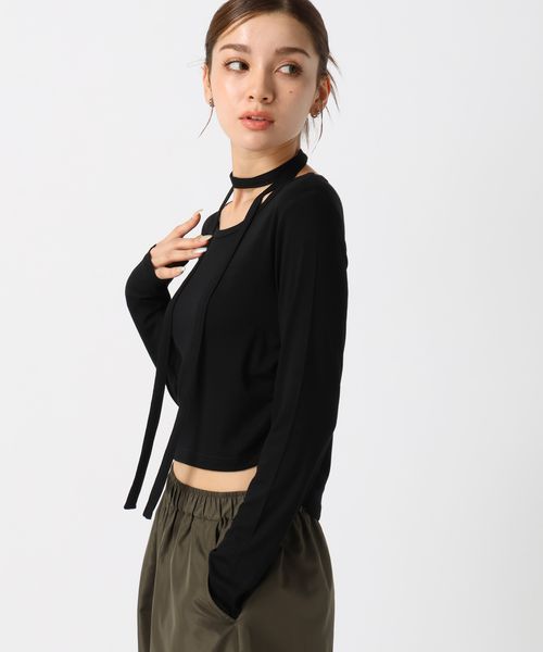 FOREVER 21 ボウタイシャーリングTシャツ ブラック M ウィメンズインナー フォーエバー21 143066 and ST アンドエスティ(旧ドットエスティ) FOREVER 21 ボウタイシャーリングTシャツ ブラック M ウィメンズインナー フォーエバー21 143066 and ST アンドエスティ(旧ドットエスティ)