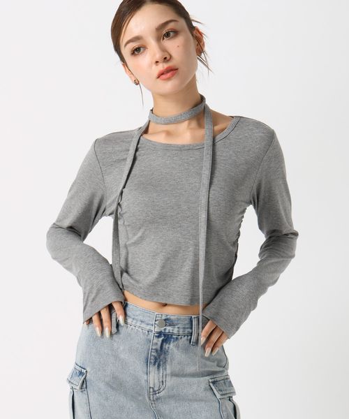 FOREVER 21 ボウタイシャーリングTシャツ ライトグレー S ウィメンズインナー フォーエバー21 143066 and ST アンドエスティ(旧ドットエスティ) FOREVER 21 ボウタイシャーリングTシャツ ライトグレー S ウィメンズインナー フォーエバー21 143066 and ST アンドエスティ(旧ドットエスティ)