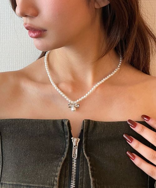 FOREVER 21 パール風リボンネックレス ライトグレー FREE ウィメンズグッズ フォーエバー21 293978 and ST アンドエスティ(旧ドットエスティ) FOREVER 21 パール風リボンネックレス ライトグレー FREE ウィメンズグッズ フォーエバー21 293978 and ST アンドエスティ(旧ドットエスティ)