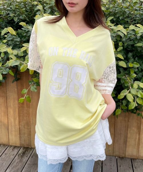 FOREVER 21 レースナンバリングTシャツ イエロー FREE ウィメンズインナー フォーエバー21 326614 and ST アンドエスティ(旧ドットエスティ) FOREVER 21 レースナンバリングTシャツ イエロー FREE ウィメンズインナー フォーエバー21 326614 and ST アンドエスティ(旧ドットエスティ)