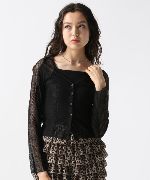 FOREVER 21 切り替えレースカーディガン ブラック FREE ウィメンズインナー フォーエバー21 328236 and ST アンドエスティ(旧ドットエスティ) FOREVER 21 切り替えレースカーディガン ブラック FREE ウィメンズインナー フォーエバー21 328236 and ST アンドエスティ(旧ドットエスティ)
