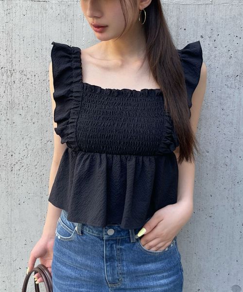 FOREVER 21 フリルコンパクトシャーリングブラウス ブラック FREE ウィメンズインナー フォーエバー21 455480 and ST アンドエスティ(旧ドットエスティ) FOREVER 21 フリルコンパクトシャーリングブラウス ブラック FREE ウィメンズインナー フォーエバー21 455480 and ST アンドエスティ(旧ドットエスティ)