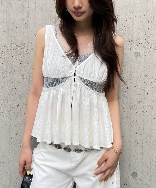 FOREVER 21 レースドッキングノースリーブブラウス オフホワイト FREE ウィメンズインナー フォーエバー21 455484 and ST アンドエスティ(旧ドットエスティ) FOREVER 21 レースドッキングノースリーブブラウス オフホワイト FREE ウィメンズインナー フォーエバー21 455484 and ST アンドエスティ(旧ドットエスティ)