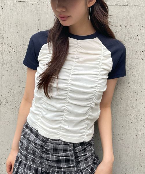 FOREVER 21 シャーリングラグランTシャツ ネイビー FREE ウィメンズインナー フォーエバー21 490898 and ST アンドエスティ(旧ドットエスティ) FOREVER 21 シャーリングラグランTシャツ ネイビー FREE ウィメンズインナー フォーエバー21 490898 and ST アンドエスティ(旧ドットエスティ)
