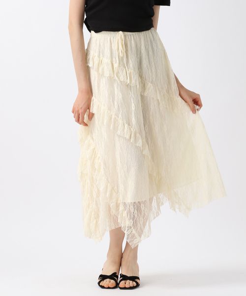 FOREVER 21 レースフリルロングスカート ホワイト FREE ウィメンズボトムス フォーエバー21 495414 and ST アンドエスティ(旧ドットエスティ) FOREVER 21 レースフリルロングスカート ホワイト FREE ウィメンズボトムス フォーエバー21 495414 and ST アンドエスティ(旧ドットエスティ)
