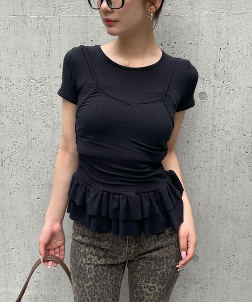 FOREVER 21 ドッキングフリルヘムTシャツ ブラック FREE ウィメンズインナー フォーエバー21 498560 and ST アンドエスティ(旧ドットエスティ) FOREVER 21 ドッキングフリルヘムTシャツ ブラック FREE ウィメンズインナー フォーエバー21 498560 and ST アンドエスティ(旧ドットエスティ)