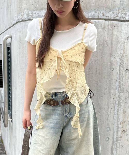 FOREVER 21 花柄キャミ2P Tシャツ イエロー FREE ウィメンズインナー フォーエバー21 498566 and ST アンドエスティ(旧ドットエスティ) FOREVER 21 花柄キャミ2P Tシャツ イエロー FREE ウィメンズインナー フォーエバー21 498566 and ST アンドエスティ(旧ドットエスティ)