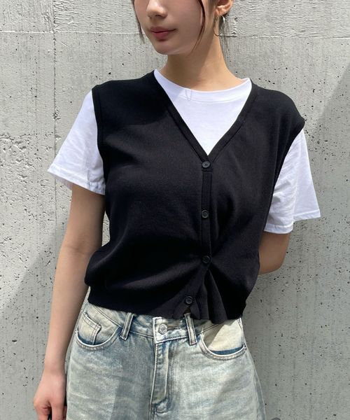 FOREVER 21 ニットベストドッキングTシャツ ブラック FREE ウィメンズインナー フォーエバー21 498567 and ST アンドエスティ(旧ドットエスティ) FOREVER 21 ニットベストドッキングTシャツ ブラック FREE ウィメンズインナー フォーエバー21 498567 and ST アンドエスティ(旧ドットエスティ)
