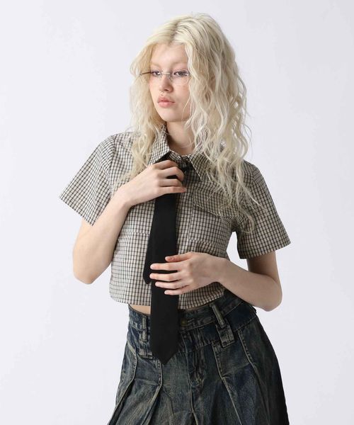 FOREVER 21 タイ付きチェックシャツ ライトベージュ FREE ウィメンズインナー フォーエバー21 498743 and ST アンドエスティ(旧ドットエスティ) FOREVER 21 タイ付きチェックシャツ ライトベージュ FREE ウィメンズインナー フォーエバー21 498743 and ST アンドエスティ(旧ドットエスティ)