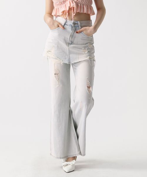 FOREVER 21 レイヤードデニムパンツ ライトブルー S ウィメンズボトムス フォーエバー21 498949 and ST アンドエスティ(旧ドットエスティ) FOREVER 21 レイヤードデニムパンツ ライトブルー S ウィメンズボトムス フォーエバー21 498949 and ST アンドエスティ(旧ドットエスティ)