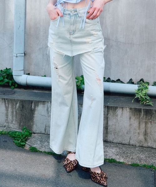FOREVER 21 レイヤードデニムパンツ ライトブルー S ウィメンズボトムス フォーエバー21 498949 and ST アンドエスティ(旧ドットエスティ) FOREVER 21 レイヤードデニムパンツ ライトブルー S ウィメンズボトムス フォーエバー21 498949 and ST アンドエスティ(旧ドットエスティ)