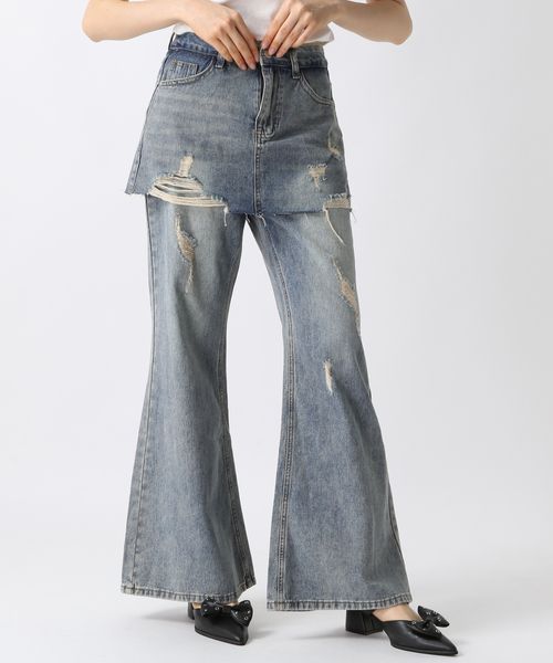 FOREVER 21 【新色追加】レイヤードデニムパンツ ブルー M ウィメンズボトムス フォーエバー21 498949 and ST アンドエスティ(旧ドットエスティ) FOREVER 21 【新色追加】レイヤードデニムパンツ ブルー M ウィメンズボトムス フォーエバー21 498949 and ST アンドエスティ(旧ドットエスティ)
