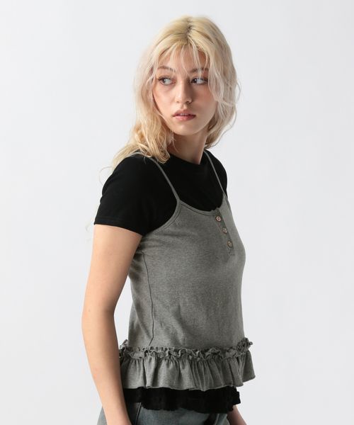 FOREVER 21 キャミレイヤードフリルT ブラック FREE ウィメンズインナー フォーエバー21 578687 and ST アンドエスティ(旧ドットエスティ) FOREVER 21 キャミレイヤードフリルT ブラック FREE ウィメンズインナー フォーエバー21 578687 and ST アンドエスティ(旧ドットエスティ)