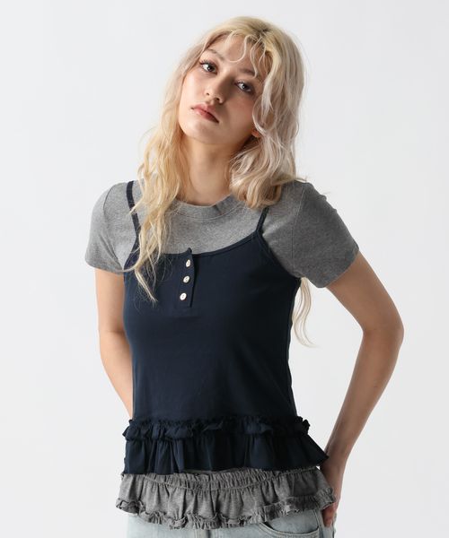 FOREVER 21 キャミレイヤードフリルT ライトグレー FREE ウィメンズインナー フォーエバー21 578687 and ST アンドエスティ(旧ドットエスティ) FOREVER 21 キャミレイヤードフリルT ライトグレー FREE ウィメンズインナー フォーエバー21 578687 and ST アンドエスティ(旧ドットエスティ)