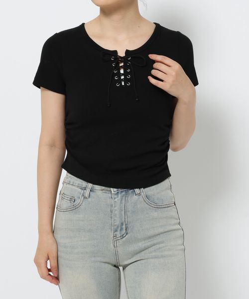 FOREVER 21 レースアップリブT ブラック FREE ウィメンズインナー フォーエバー21 582138 and ST アンドエスティ(旧ドットエスティ) FOREVER 21 レースアップリブT ブラック FREE ウィメンズインナー フォーエバー21 582138 and ST アンドエスティ(旧ドットエスティ)