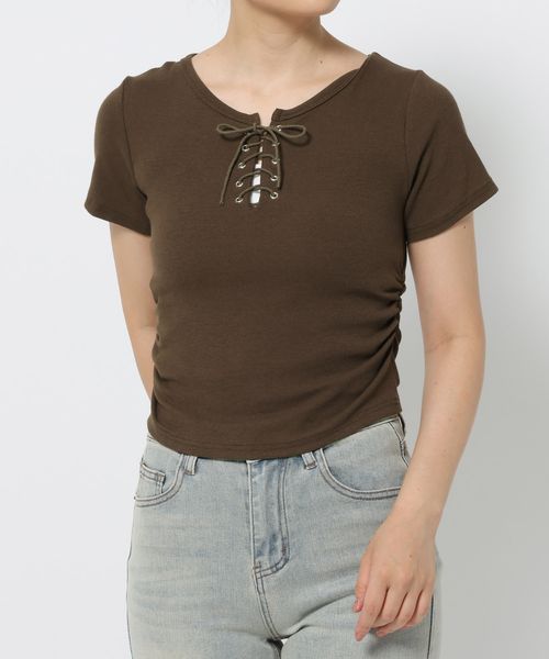 FOREVER 21 レースアップリブT ブラウン FREE ウィメンズインナー フォーエバー21 582138 and ST アンドエスティ(旧ドットエスティ) FOREVER 21 レースアップリブT ブラウン FREE ウィメンズインナー フォーエバー21 582138 and ST アンドエスティ(旧ドットエスティ)