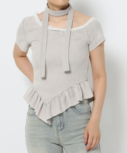 FOREVER 21 タイ付きカノコフリルヘムTシャツ ライトグレー FREE ウィメンズインナー フォーエバー21 587115 and ST アンドエスティ(旧ドットエスティ) FOREVER 21 タイ付きカノコフリルヘムTシャツ ライトグレー FREE ウィメンズインナー フォーエバー21 587115 and ST アンドエスティ(旧ドットエスティ)