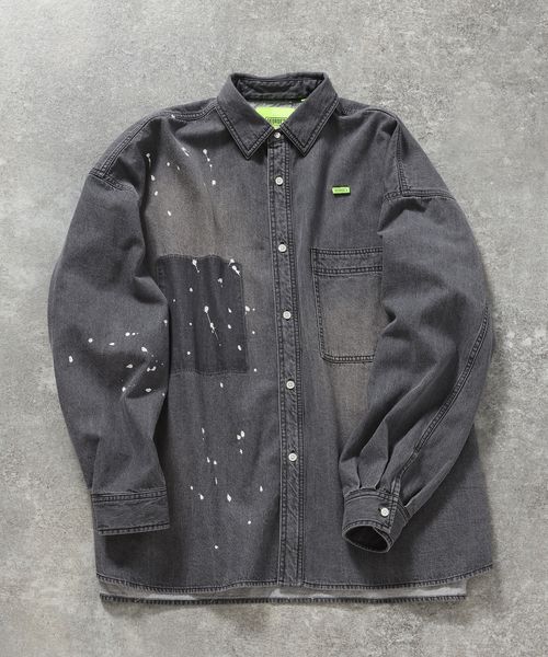 GEORGE'S 【MENS】ペイントデニムシャツ ブラック M M_トップス ジョージズ 371978 and ST アンドエスティ(旧ドットエスティ) GEORGE'S 【MENS】ペイントデニムシャツ ブラック M M_トップス ジョージズ 371978 and ST アンドエスティ(旧ドットエスティ)