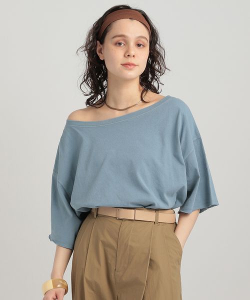GEORGE'S オフショルTシャツ ライトブルー S W_トップス ジョージズ 491096 and ST アンドエスティ(旧ドットエスティ) GEORGE'S オフショルTシャツ ライトブルー S W_トップス ジョージズ 491096 and ST アンドエスティ(旧ドットエスティ)