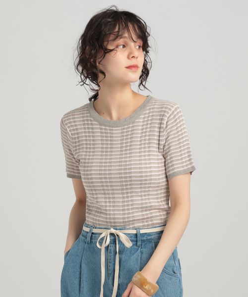 GEORGE'S マルチボーダーニット ライトグレー S W_トップス ジョージズ 491571 and ST アンドエスティ(旧ドットエスティ) GEORGE'S マルチボーダーニット ライトグレー S W_トップス ジョージズ 491571 and ST アンドエスティ(旧ドットエスティ)