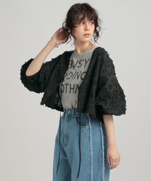 GEORGE'S フラワーレースカーデ ブラック FREE W_トップス ジョージズ 491576 and ST アンドエスティ(旧ドットエスティ) GEORGE'S フラワーレースカーデ ブラック FREE W_トップス ジョージズ 491576 and ST アンドエスティ(旧ドットエスティ)