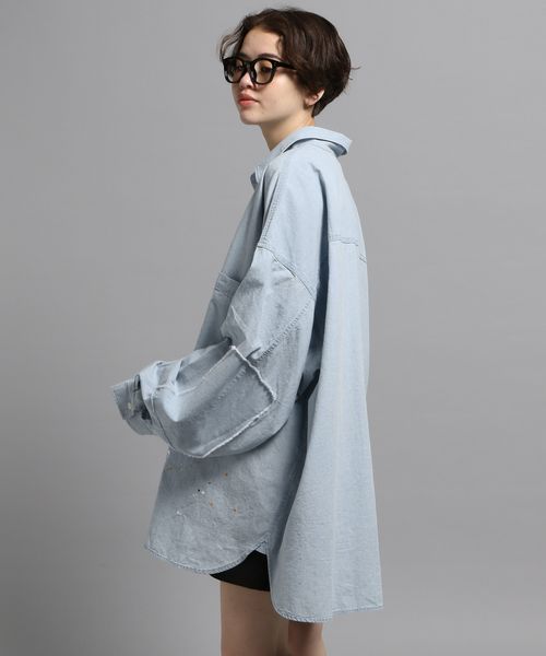 GEORGE'S 【MENS】BIGデニムシャツ ライトブルー L M_トップス ジョージズ 494861 and ST アンドエスティ(旧ドットエスティ) GEORGE'S 【MENS】BIGデニムシャツ ライトブルー L M_トップス ジョージズ 494861 and ST アンドエスティ(旧ドットエスティ)