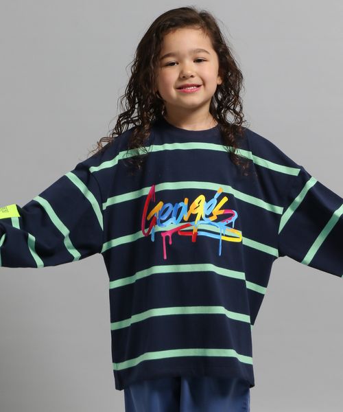 GEORGE'S 【KIDS】ボーダーロゴロンT ライトブルー M キッズ ジョージズ 494907 and ST アンドエスティ(旧ドットエスティ) GEORGE'S 【KIDS】ボーダーロゴロンT ライトブルー M キッズ ジョージズ 494907 and ST アンドエスティ(旧ドットエスティ)