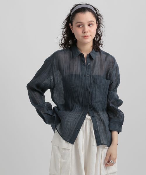 GEORGE'S シアーヨウリュウシャツ ネイビー M W_トップス ジョージズ 496152 and ST アンドエスティ(旧ドットエスティ) GEORGE'S シアーヨウリュウシャツ ネイビー M W_トップス ジョージズ 496152 and ST アンドエスティ(旧ドットエスティ)