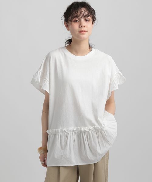 GEORGE'S ドッキングフリルTシャツ オフホワイト M W_トップス ジョージズ 496156 and ST アンドエスティ(旧ドットエスティ) GEORGE'S ドッキングフリルTシャツ オフホワイト M W_トップス ジョージズ 496156 and ST アンドエスティ(旧ドットエスティ)