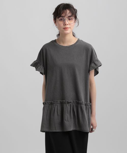 GEORGE'S ドッキングフリルTシャツ ライトグレー S W_トップス ジョージズ 496156 and ST アンドエスティ(旧ドットエスティ) GEORGE'S ドッキングフリルTシャツ ライトグレー S W_トップス ジョージズ 496156 and ST アンドエスティ(旧ドットエスティ)