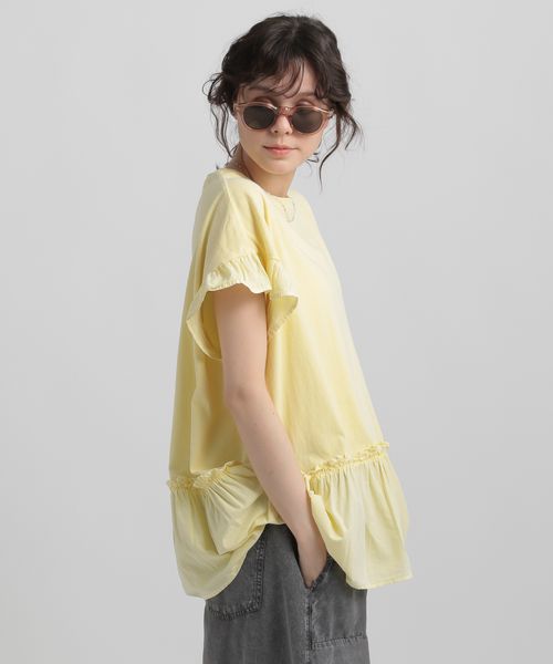 GEORGE'S ドッキングフリルTシャツ イエロー S W_トップス ジョージズ 496156 and ST アンドエスティ(旧ドットエスティ) GEORGE'S ドッキングフリルTシャツ イエロー S W_トップス ジョージズ 496156 and ST アンドエスティ(旧ドットエスティ)