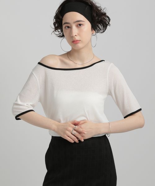 GEORGE'S シアーリンガーTシャツ オフホワイト M W_トップス ジョージズ 580768 and ST アンドエスティ(旧ドットエスティ) GEORGE'S シアーリンガーTシャツ オフホワイト M W_トップス ジョージズ 580768 and ST アンドエスティ(旧ドットエスティ)