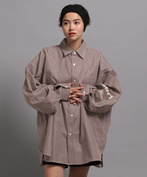 GEORGE'S 【MENS】ストライプBIGシャツ2 ライトベージュ M M_トップス ジョージズ 591818 and ST アンドエスティ(旧ドットエスティ) GEORGE'S 【MENS】ストライプBIGシャツ2 ライトベージュ M M_トップス ジョージズ 591818 and ST アンドエスティ(旧ドットエスティ)