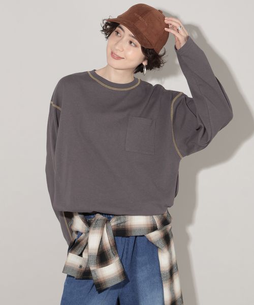 GEORGE'S ポケットステッチロンＴ ライトグレー M W_トップス ジョージズ 602351 and ST アンドエスティ（旧ドットエスティ）