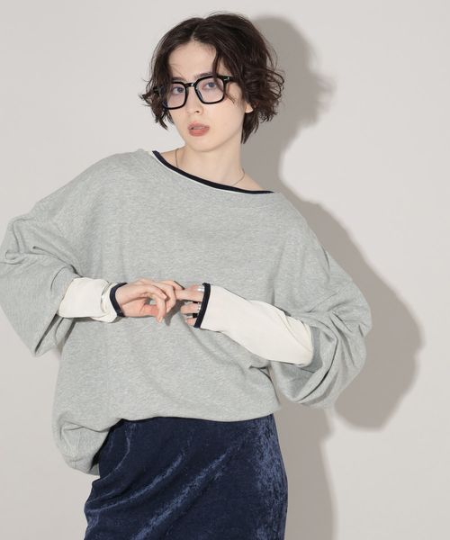 GEORGE'S 2WAYボートスウェット ライトグレー S W_トップス ジョージズ 602428 and ST アンドエスティ（旧ドットエスティ）