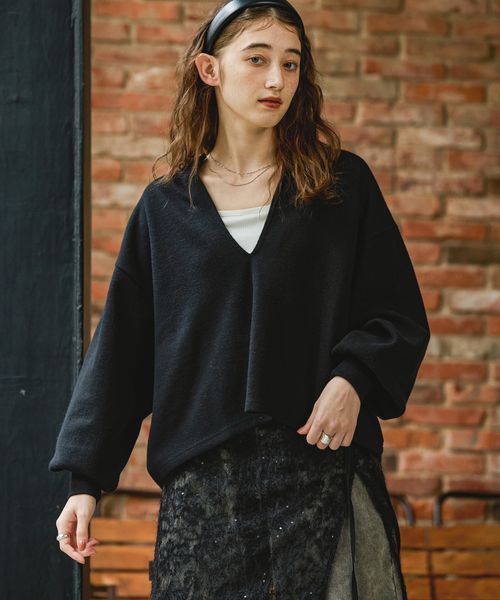 GEORGE'S スキッパープルオーバー ブラック S W_トップス ジョージズ 611901 and ST アンドエスティ（旧ドットエスティ）