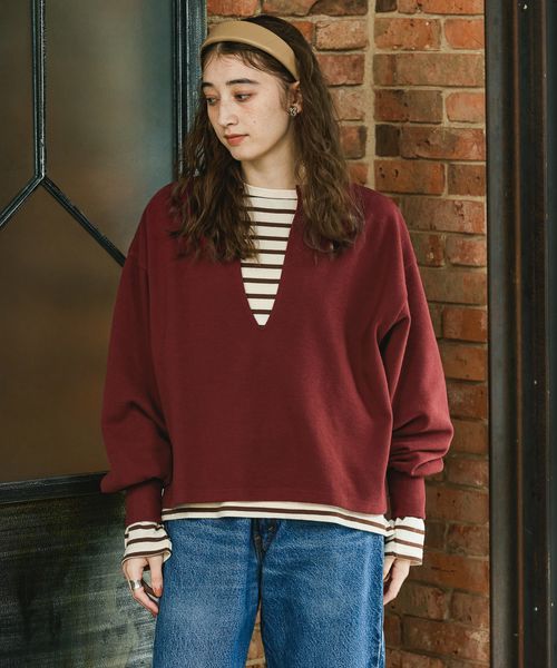 GEORGE'S スキッパープルオーバー レッド M W_トップス ジョージズ 611901 and ST アンドエスティ（旧ドットエスティ）